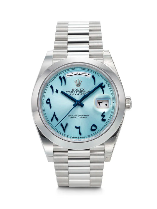 Luxury Arabic Dial Watch – Ice Blue Edition (Rolex-Inspired)